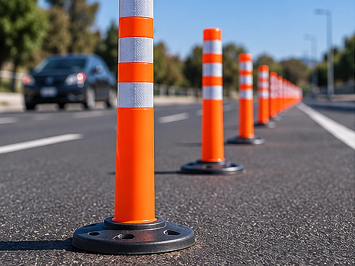 Delineadores viales flexibles para canalización de tránsito